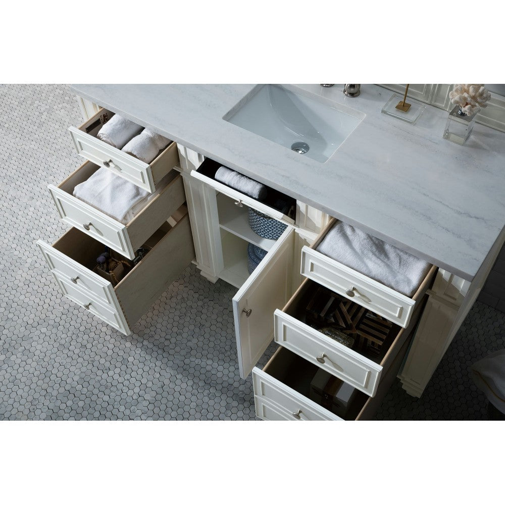 Bristol 60" Single Vanity, Bright White, w/ 3 CM Arctic Fall Solid Surface Top