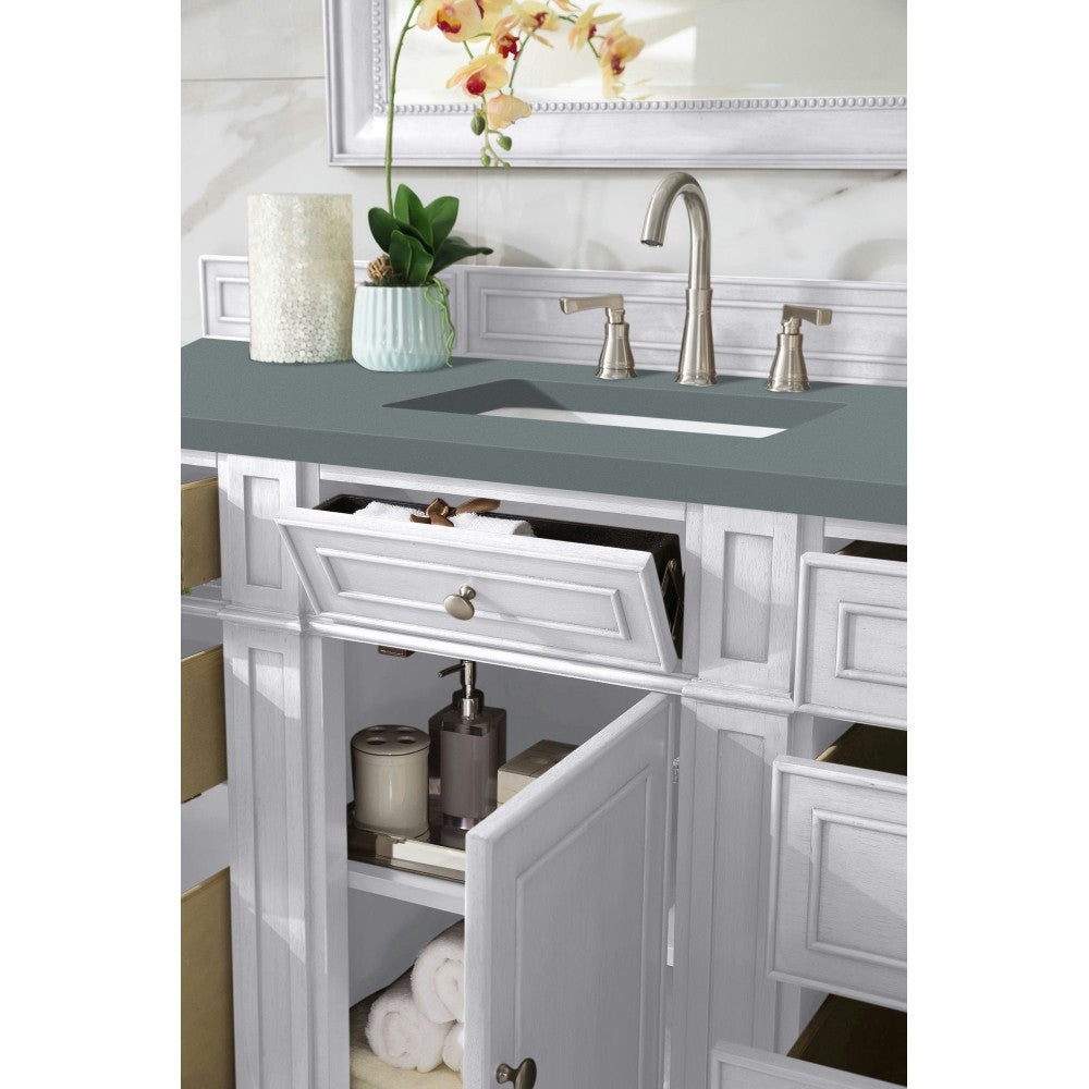 Bristol 60" Single Vanity, Bright White, w/ 3 CM Cala Blue Quartz Top