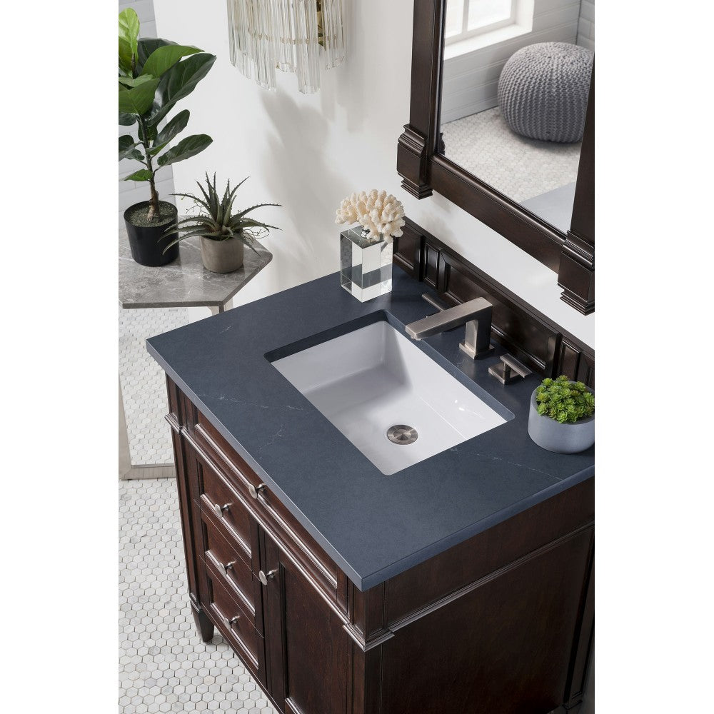 Brittany 30" Single Vanity Mahogany w/3 CM Charcoal Soapstone Quartz Top