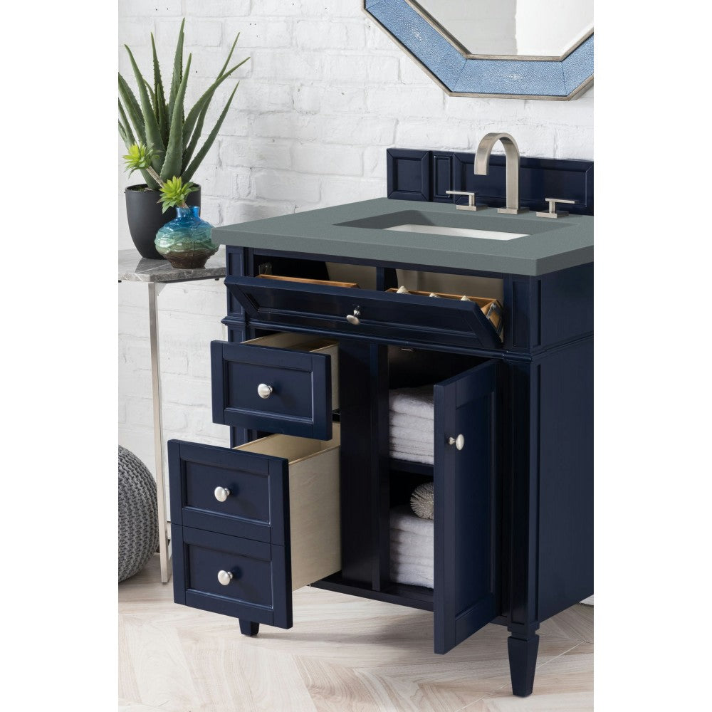 Brittany 30" Single Vanity, Victory Blue w/ 3 CM Cala Blue Quartz Top