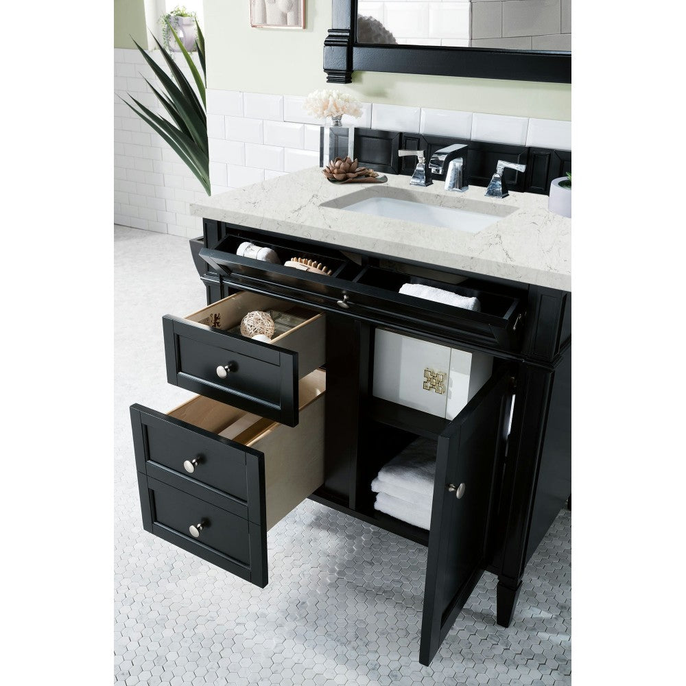 Brittany 36" Black Onyx Single Vanity w/ 3 CM Eternal Jasmine Pearl Quartz Top