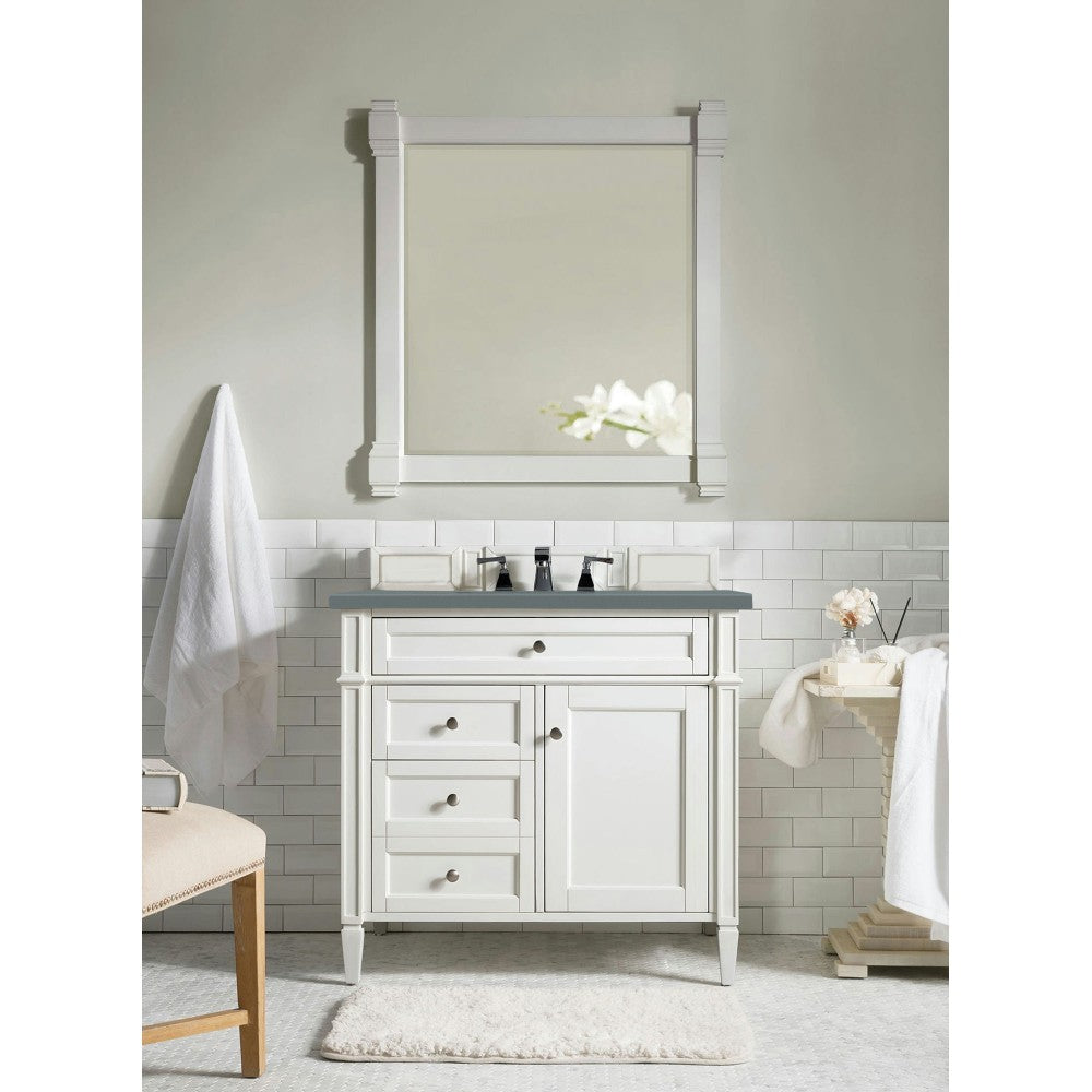 Brittany 36" Bright White Single Vanity w/ 3 CM Cala Blue Quartz Top