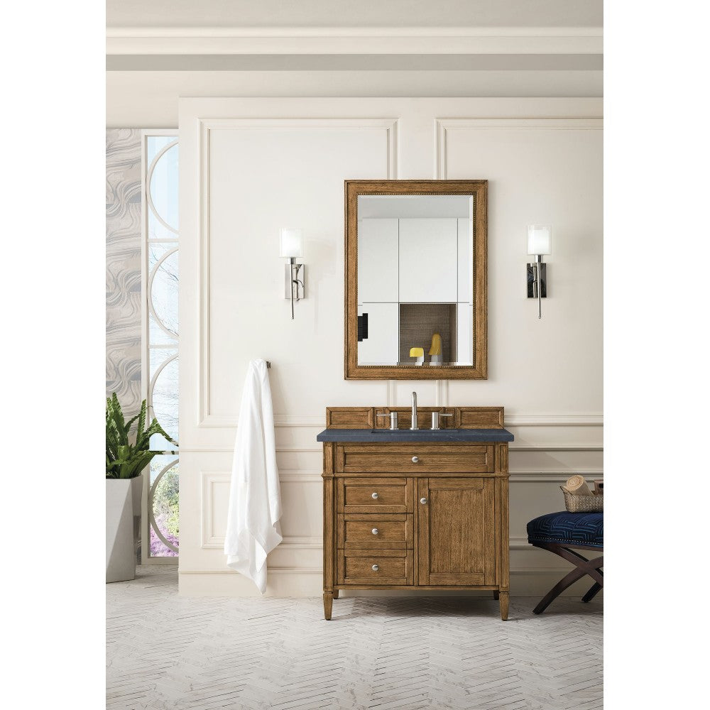 Brittany 36" Saddle Brown Single Vanity w/ 3 CM Charcoal Soapstone Quartz Top