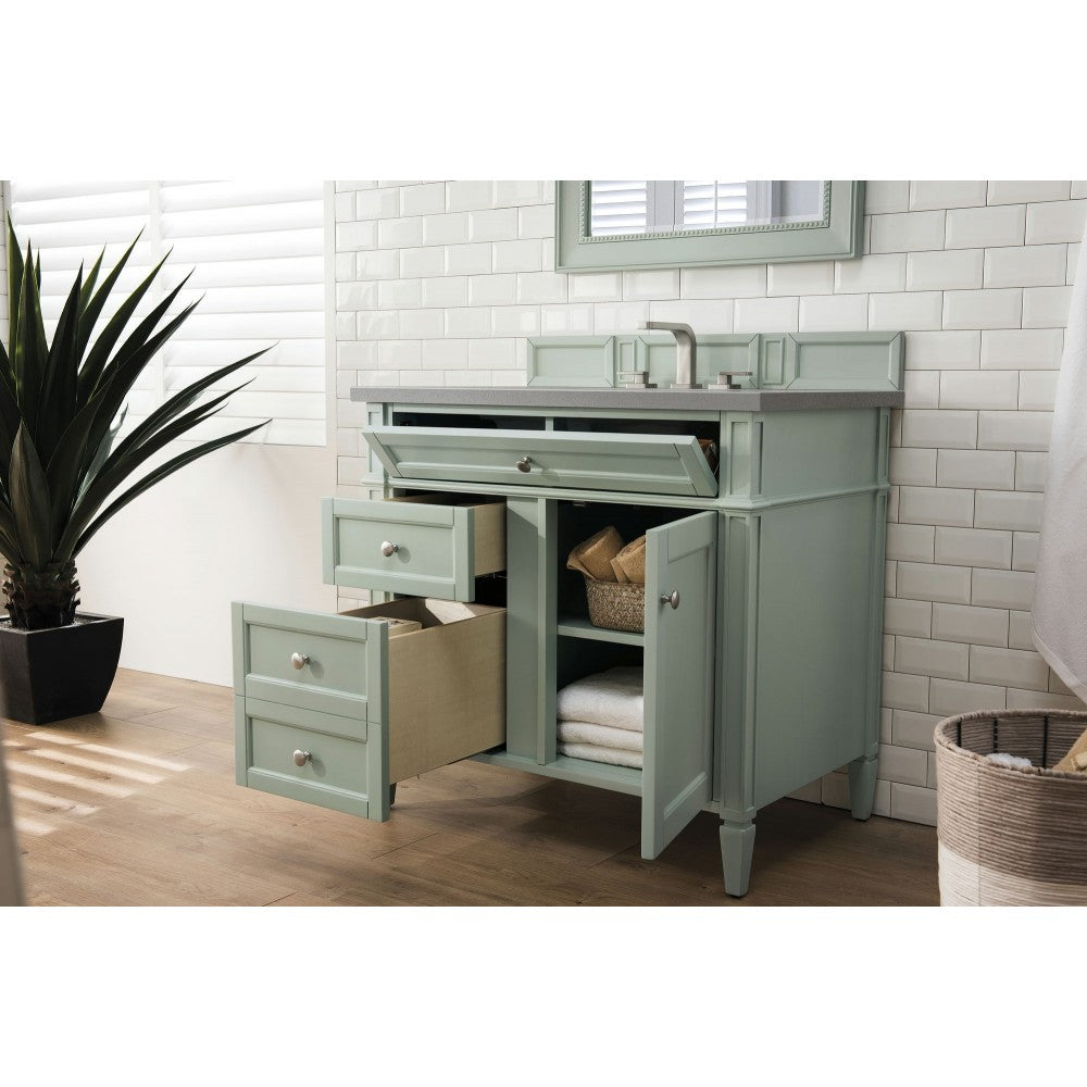 Brittany 36" Sage Green Single Vanity w/ 3 CM Gray Expo Quartz Top