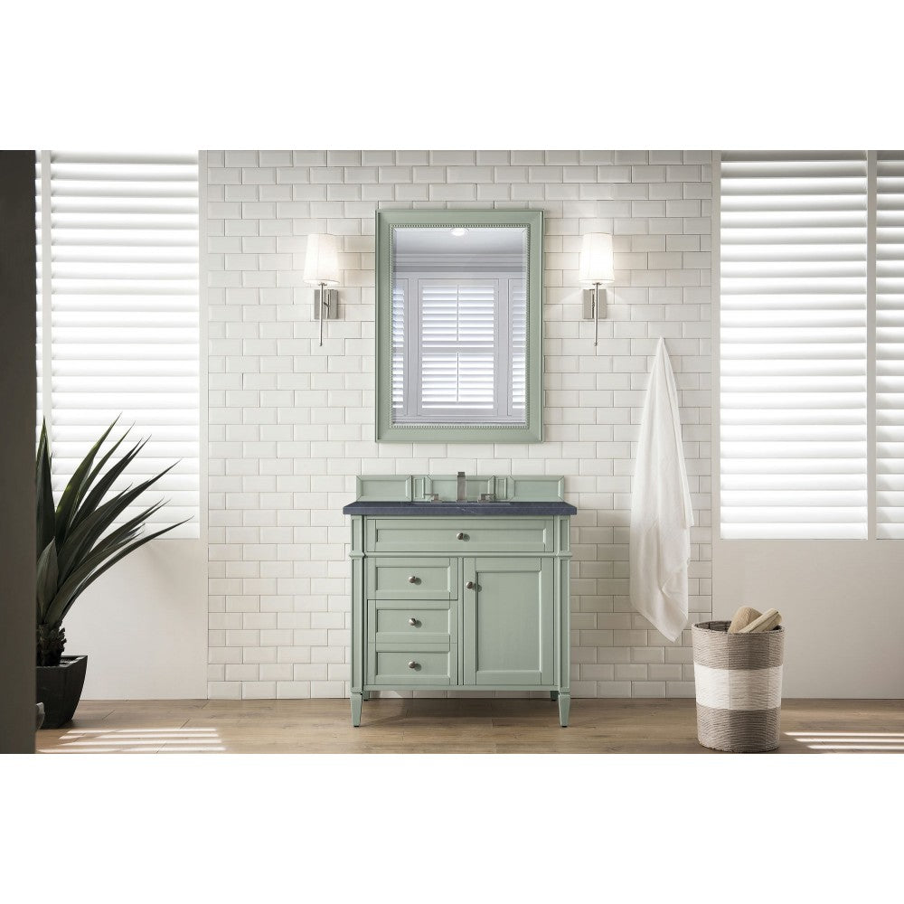 Brittany 36" Sage Green Single Vanity w/ 3 CM Charcoal Soapstone Quartz Top
