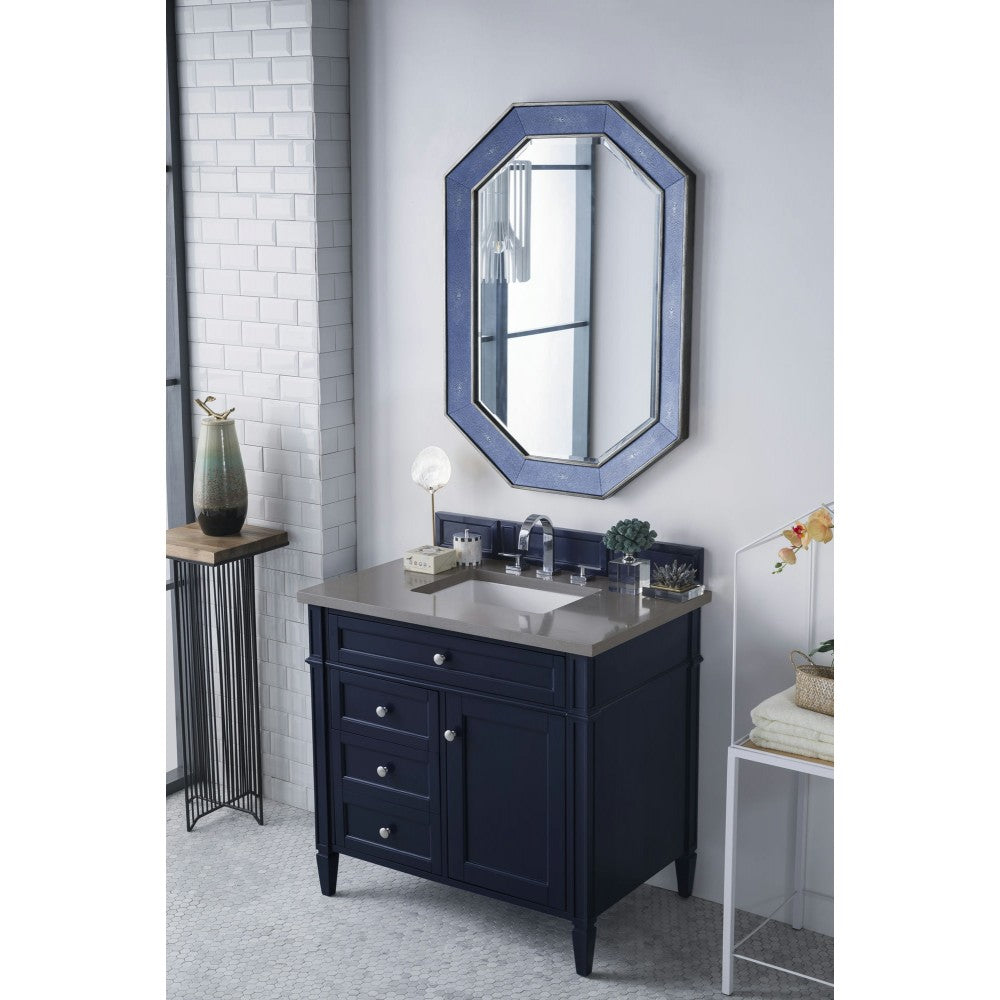 Brittany 36" Victory Blue Single Vanity w/ 3 CM Gray Expo Quartz Top