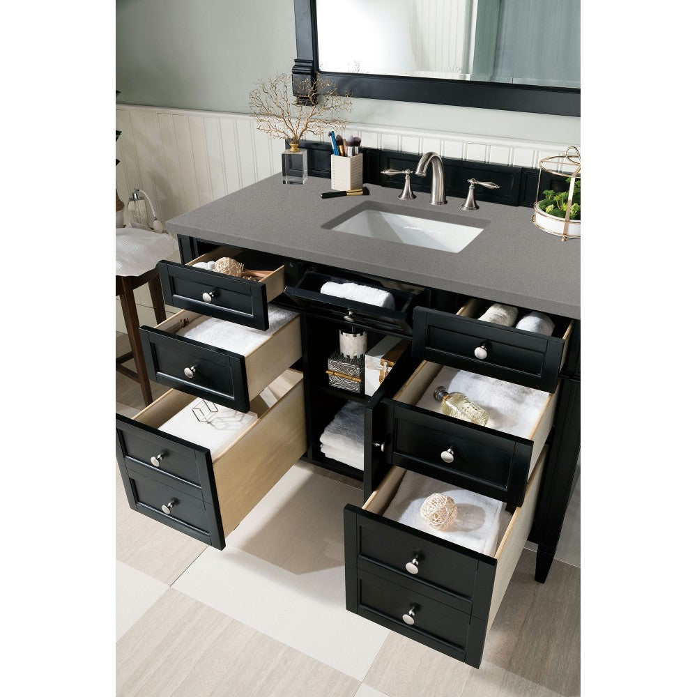 Brittany 48" Black Onyx Single Vanity w/ 3 CM Gray Expo Quartz Top
