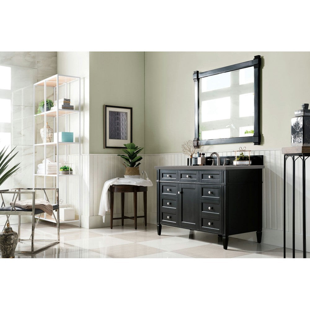 Brittany 48" Black Onyx Single Vanity w/ 3 CM Gray Expo Quartz Top