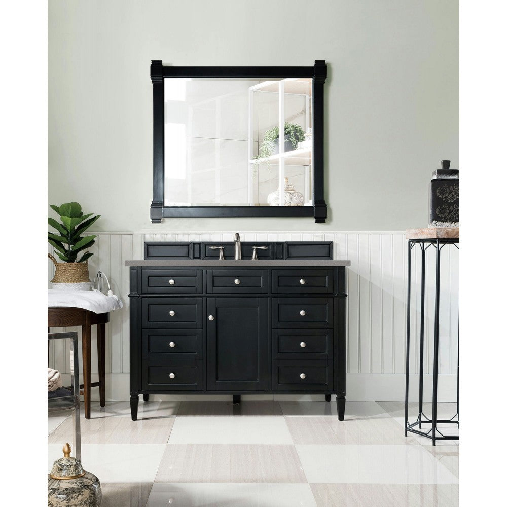 Brittany 48" Black Onyx Single Vanity w/ 3 CM Gray Expo Quartz Top