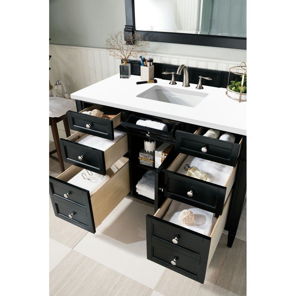 Brittany 48" Black Onyx Single Vanity w/ 3 CM Classic White Quartz Top