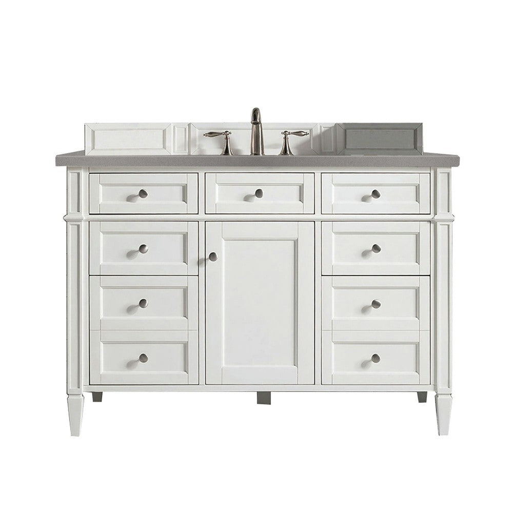 Brittany 48" Bright White Single Vanity w/ 3 CM Gray Expo Quartz Top