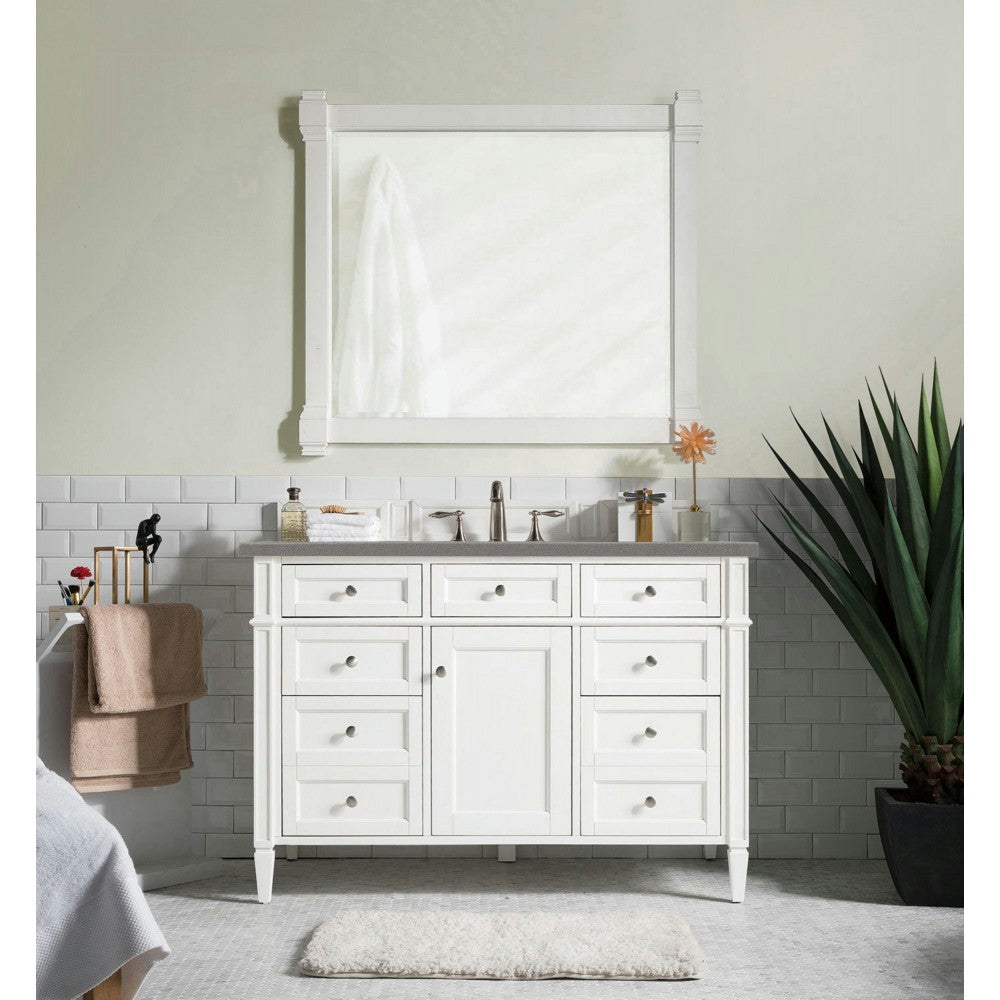 Brittany 48" Bright White Single Vanity w/ 3 CM Gray Expo Quartz Top