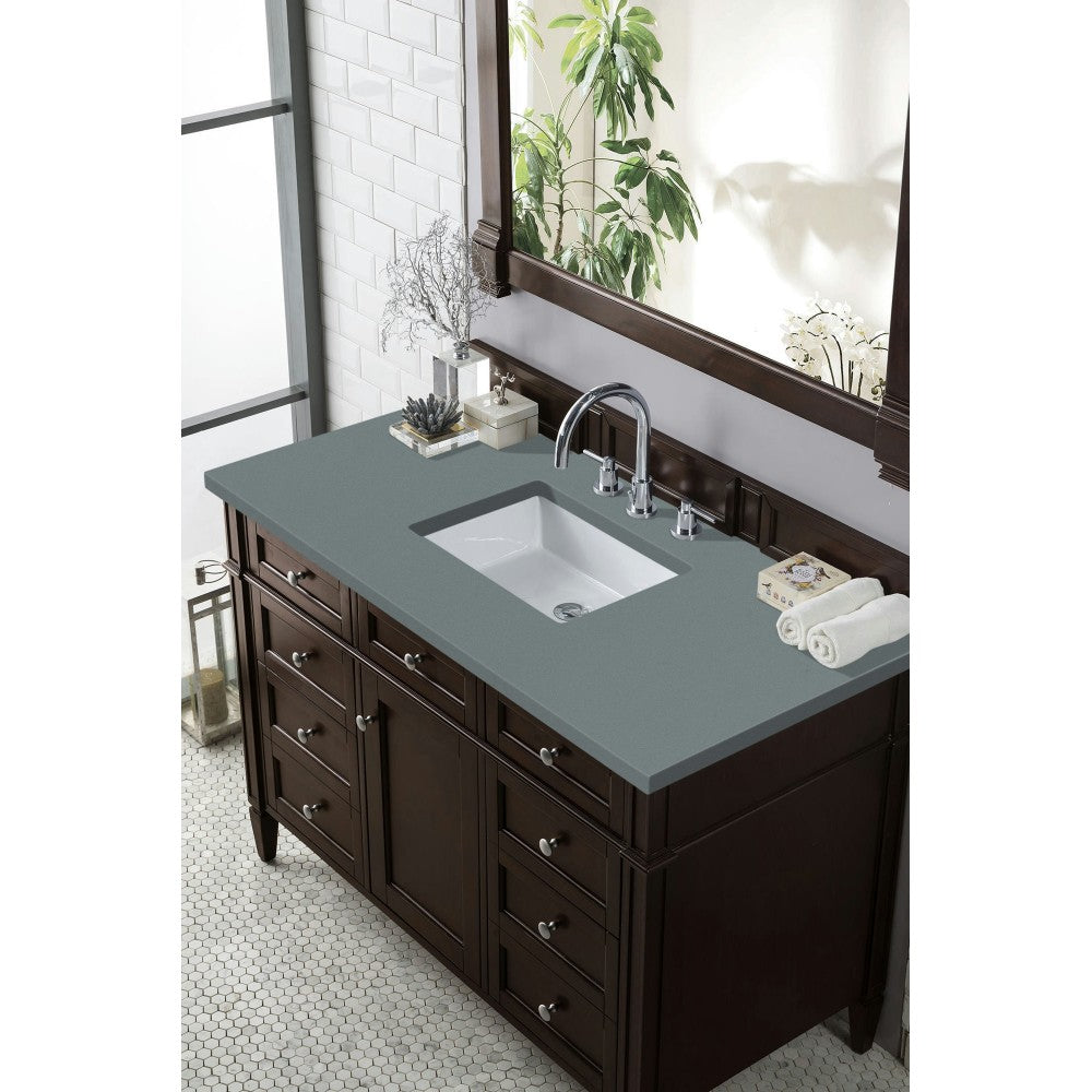 Brittany 48" Burnished Mahogany Single Vanity w/ 3 CM Cala Blue Quartz Top