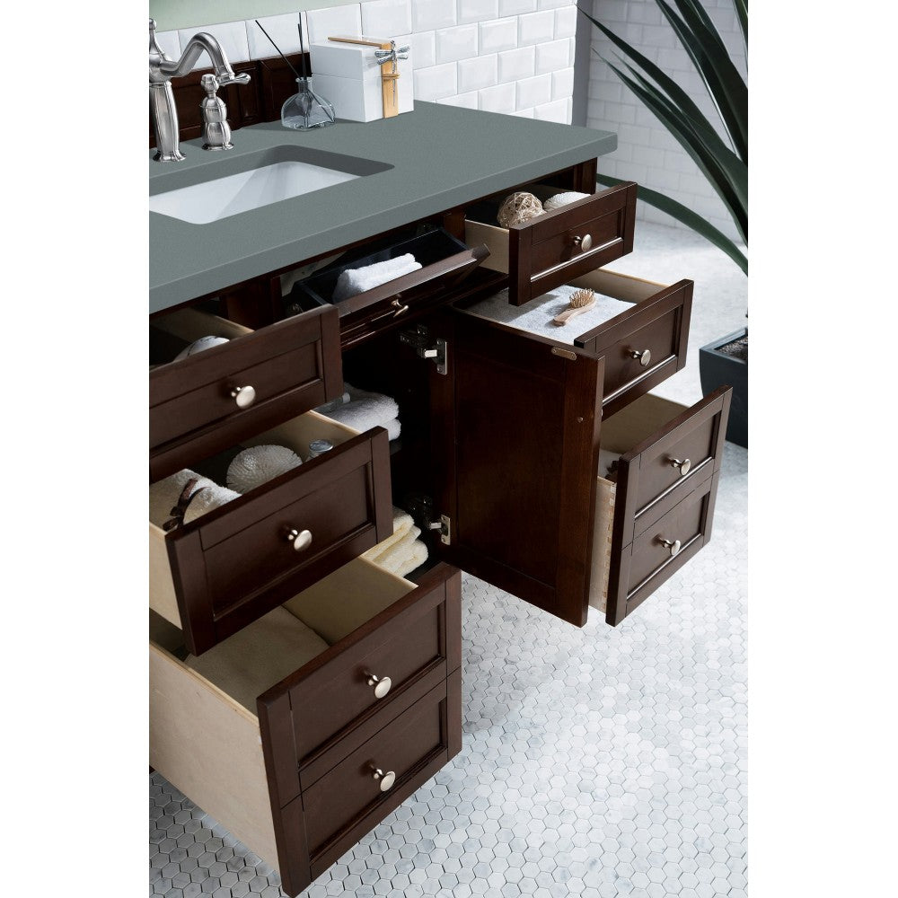 Brittany 48" Burnished Mahogany Single Vanity w/ 3 CM Cala Blue Quartz Top