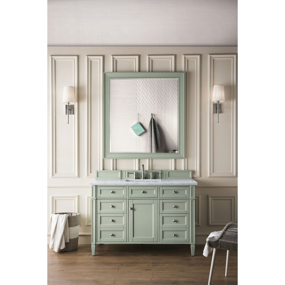 Brittany 48" Sage Green Single Vanity w/ 3 CM Arctic Fall Solid Surface Top