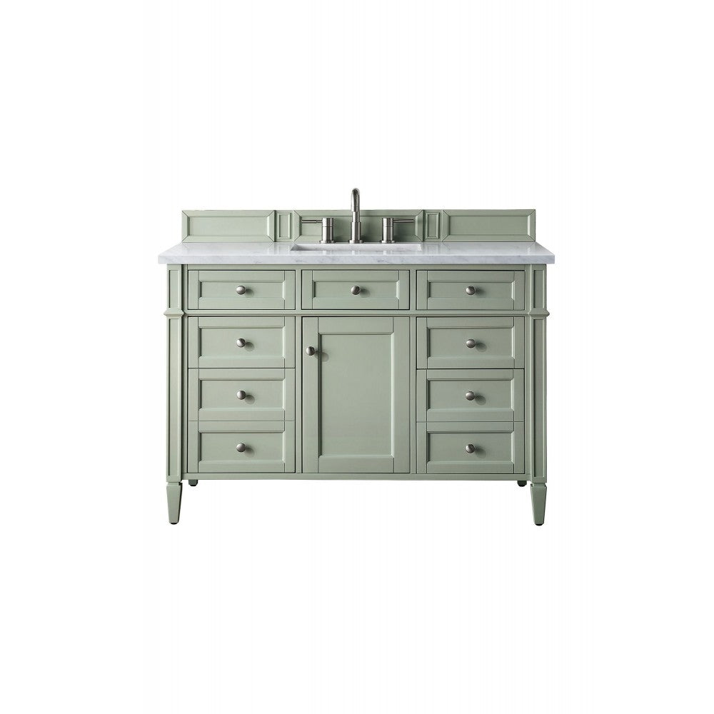 Brittany 48" Sage Green Single Vanity w/ 3 CM Carrara Marble Top