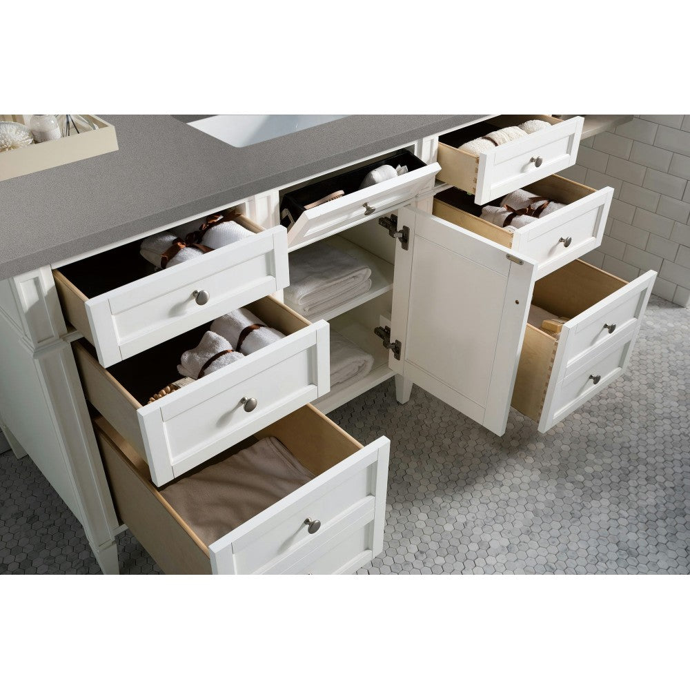 Brittany 60" Bright White Single Vanity w/ 3 CM Gray Expo Quartz Top