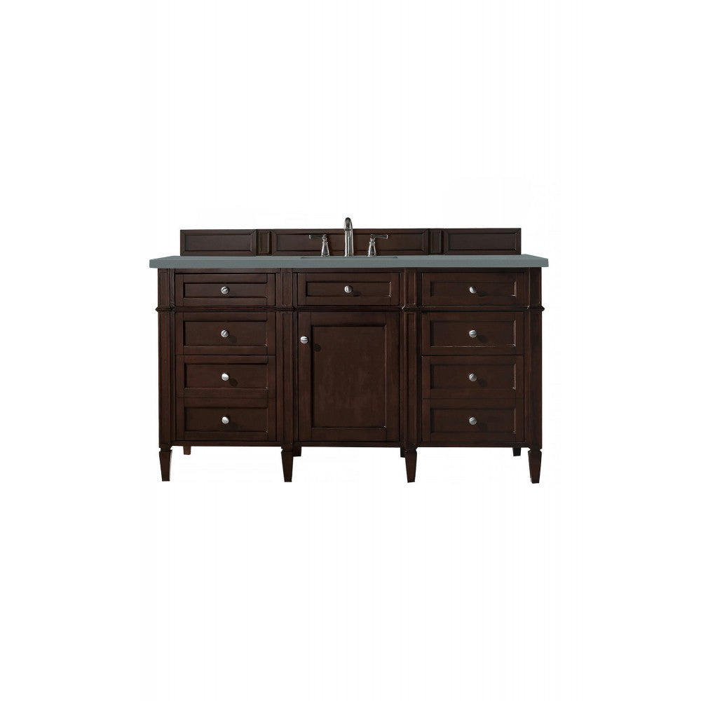 Brittany 60" Burnished Mahogany Single Vanity w/ 3 CM Cala Blue Quartz Top