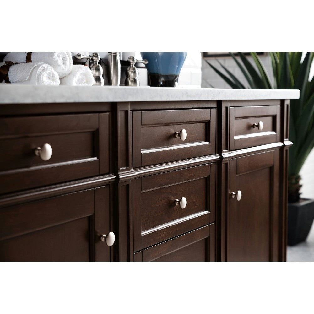 Brittany 60" Mahogany Double Vanity w/3 CM Arctic Fall Solid Surface Top