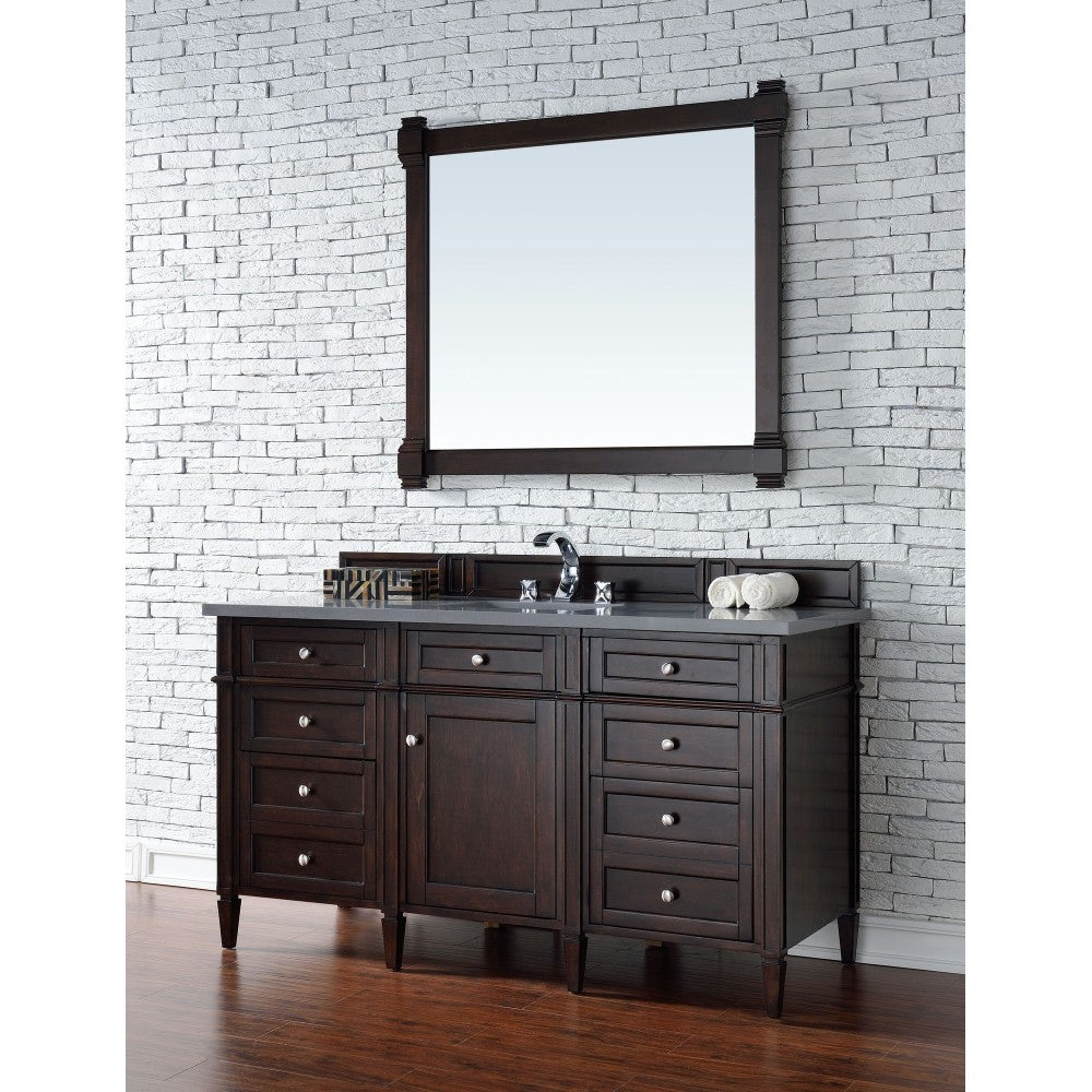 Brittany 60" Mahogany Single Vanity w/3 CM Charcoal Soapstone Quartz Top