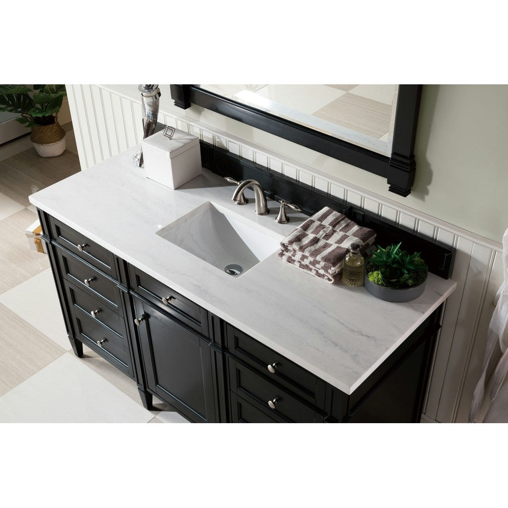 Brittany 60" Single Vanity, Black Onyx w/ 3 CM Arctic Fall Solid Surface Top