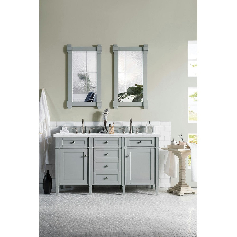 Brittany 60" Urban Gray Double Vanity w/ 3 CM Arctic Fall Solid Surface Top