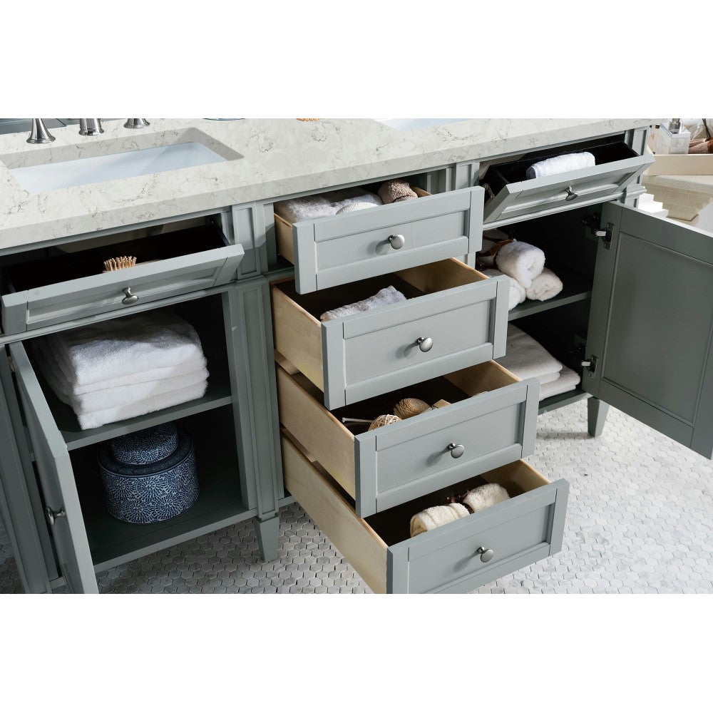 Brittany 60" Urban Gray Double Vanity w/ 3 CM Eternal Jasmine Pearl Quartz Top