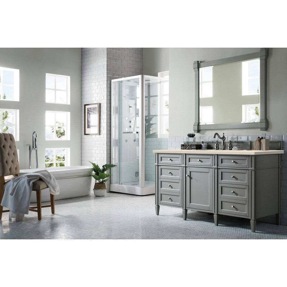 Brittany 60" Urban Gray Single Vanity w/ 3 CM Eternal Marfil Quartz Top