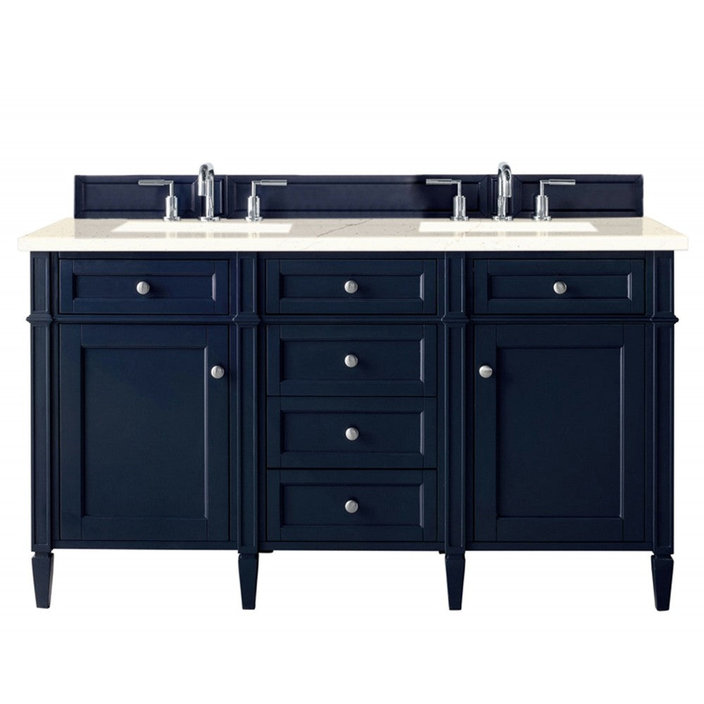 Brittany 60" Victory Blue Double Vanity w/ 3 CM Eternal Marfil Quartz Top