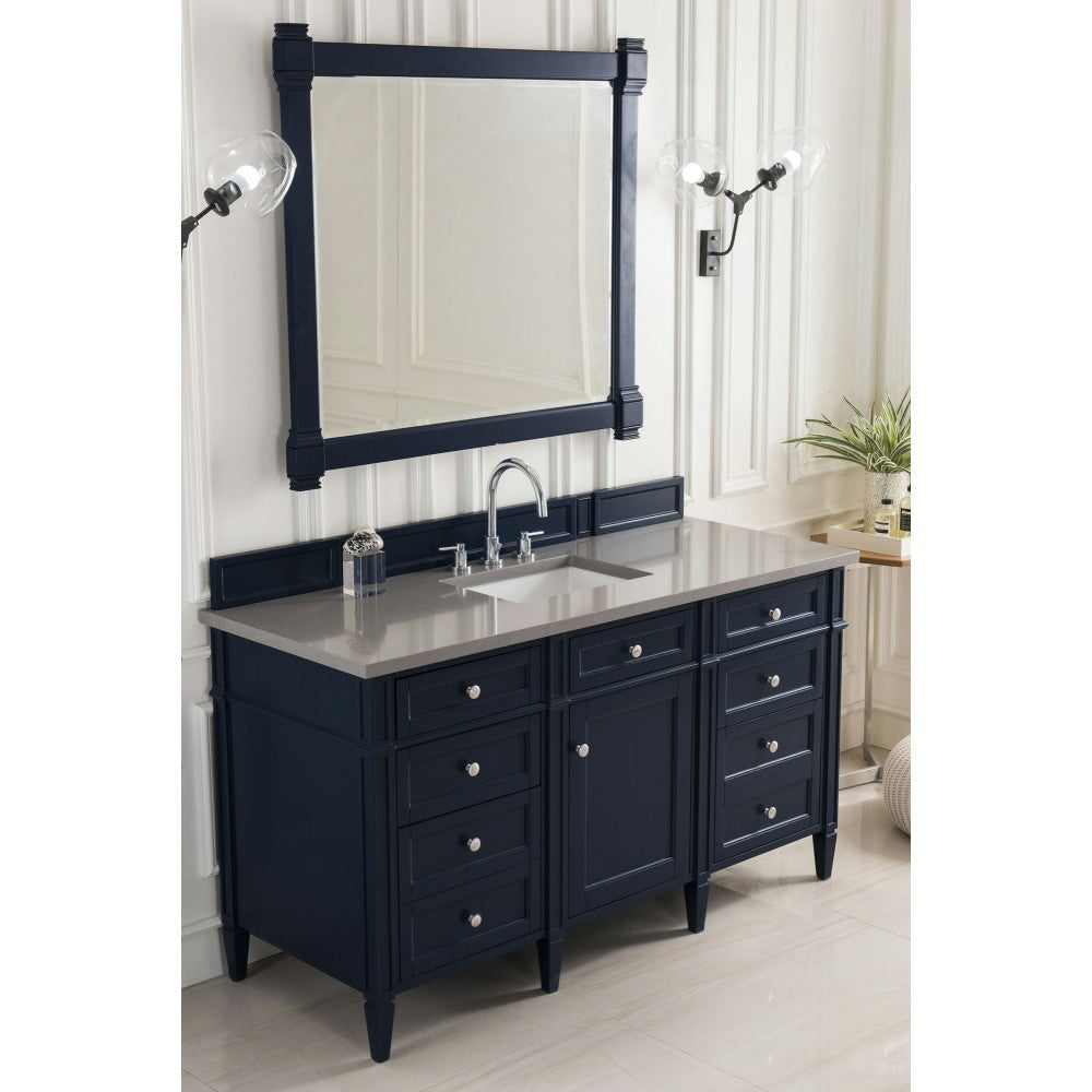 Brittany 60" Victory Blue Single Vanity w/ 3 CM Gray Expo Quartz Top