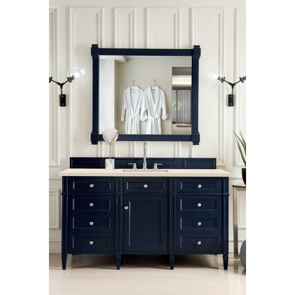 Brittany 60" Victory Blue Single Vanity w/ 3 CM Eternal Marfil Quartz Top