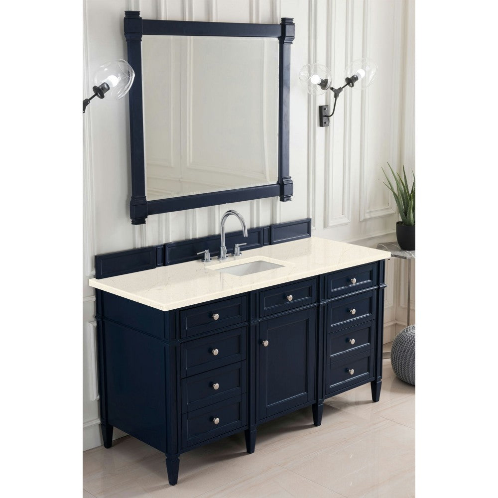 Brittany 60" Victory Blue Single Vanity w/ 3 CM Eternal Marfil Quartz Top