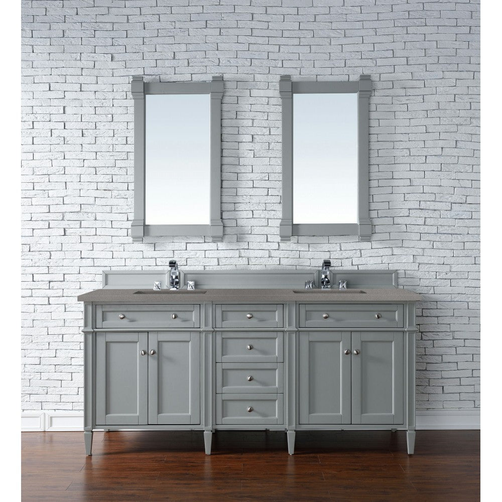 Brittany 72" Urban Gray Double Vanity w/ 3 CM Gray Expo Quartz Top