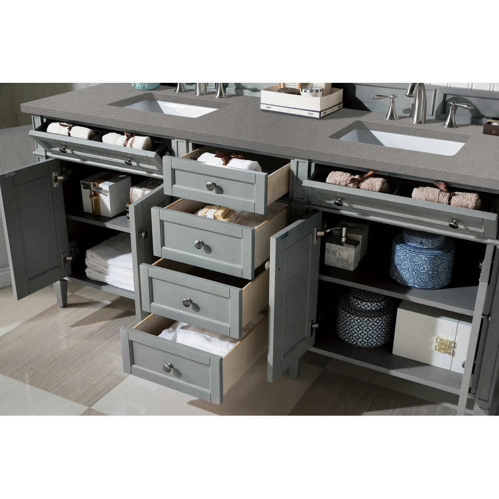 Brittany 72" Urban Gray Double Vanity w/ 3 CM Gray Expo Quartz Top