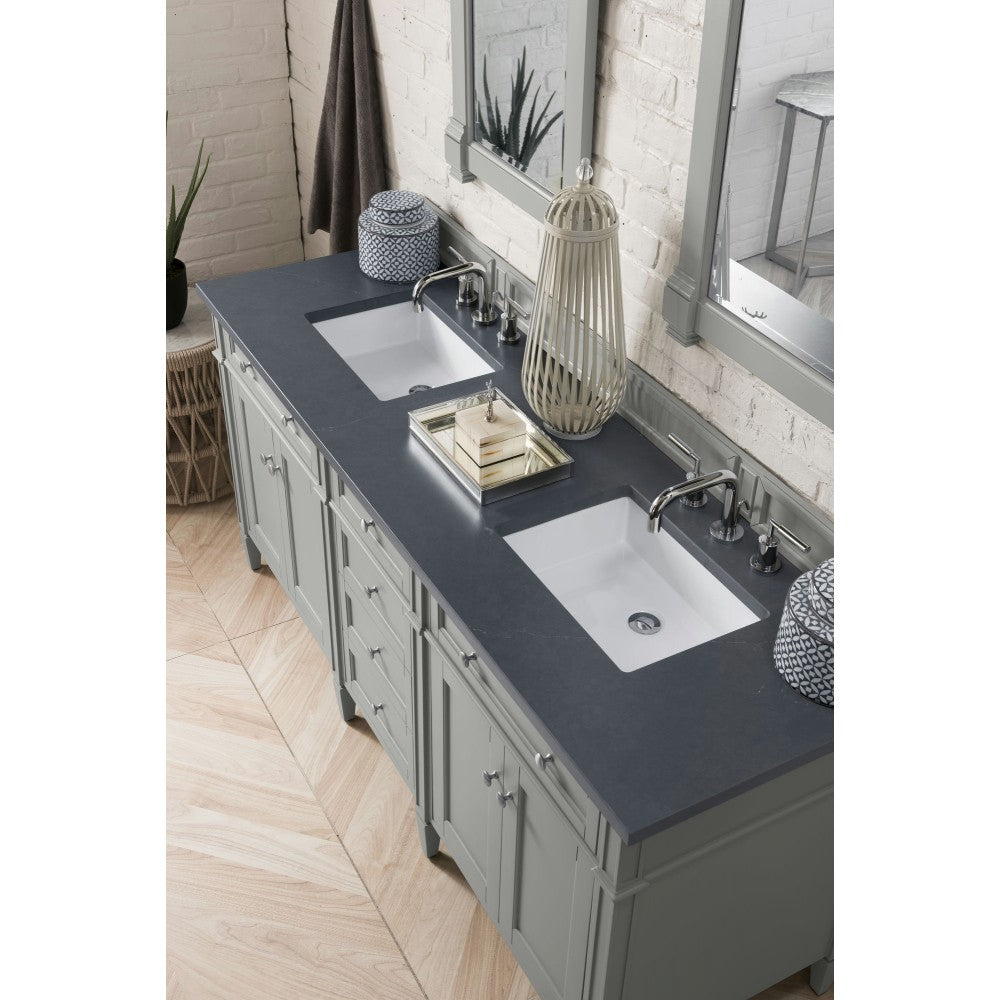 Brittany 72" Urban Gray Double Vanity w/ 3 CM Charcoal Soapstone Quartz Top