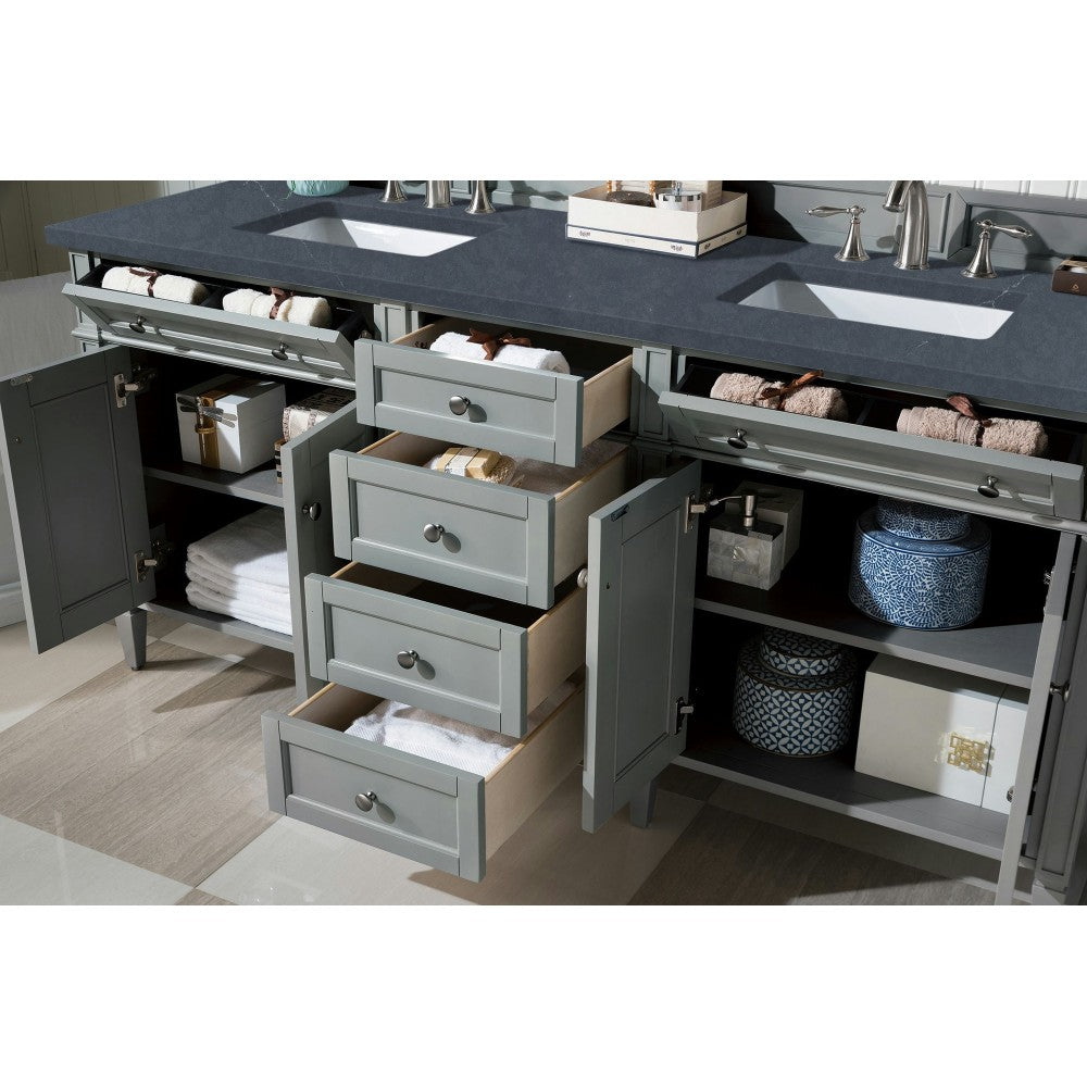 Brittany 72" Urban Gray Double Vanity w/ 3 CM Charcoal Soapstone Quartz Top