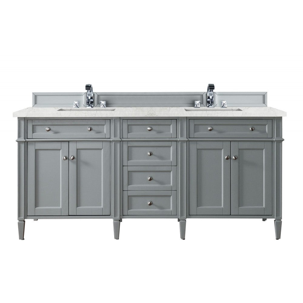 Brittany 72" Urban Gray Double Vanity w/ 3 CM Eternal Jasmine Pearl Quartz Top