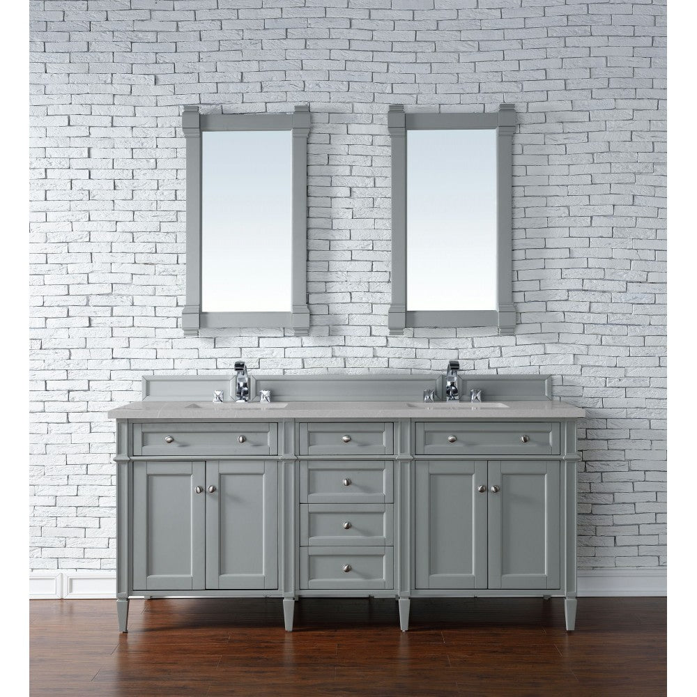 Brittany 72" Urban Gray Double Vanity w/ 3 CM Eternal Serena Quartz Top