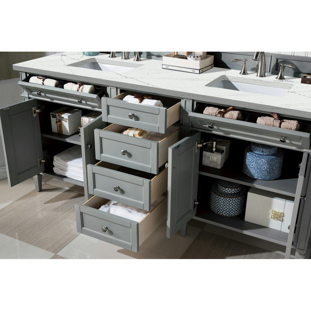 Brittany 72" Urban Gray Double Vanity w/ 3 CM Ethereal Noctis Quartz Top