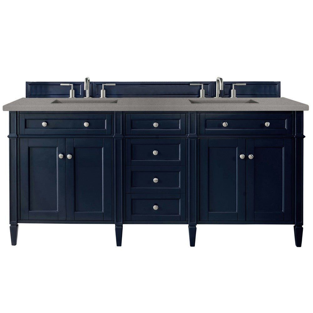 Brittany 72" Victory Blue Double Vanity w/ 3 CM Gray Expo Quartz Top