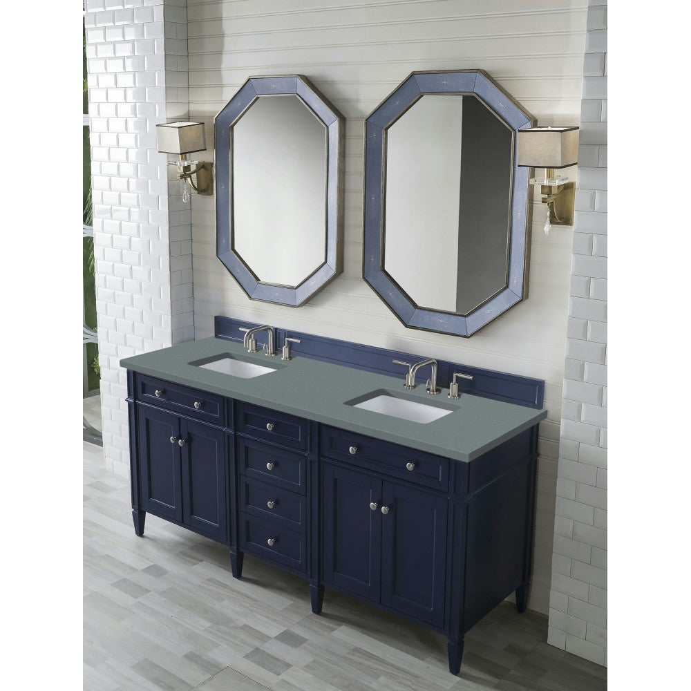 Brittany 72" Victory Blue Double Vanity w/ 3 CM Cala Blue Quartz Top