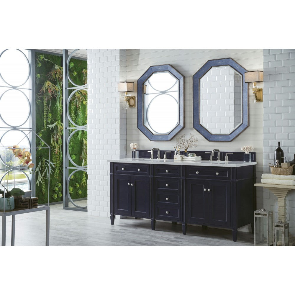 Brittany 72" Victory Blue Double Vanity w/ 3 CM Eternal Jasmine Pearl Quartz Top