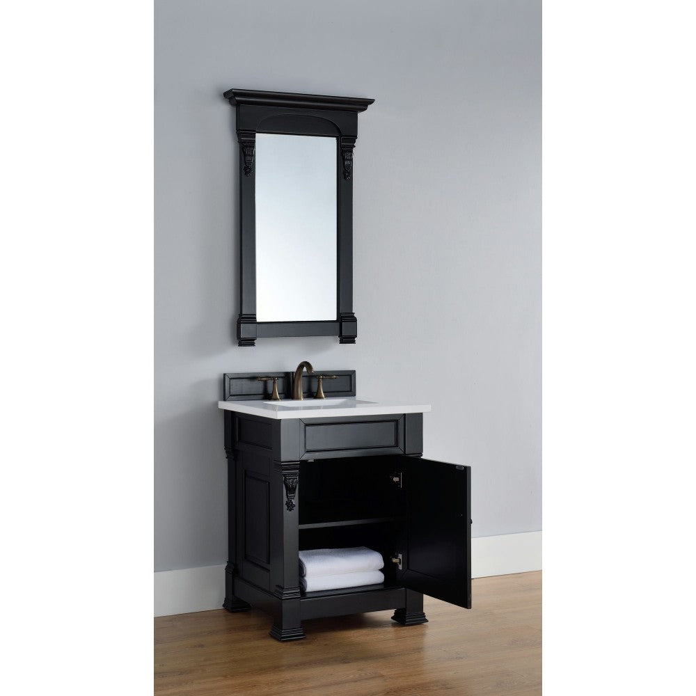 Brookfield 26" Single Vanity, Antique Black w/ 3 CM Classic White Quartz Top