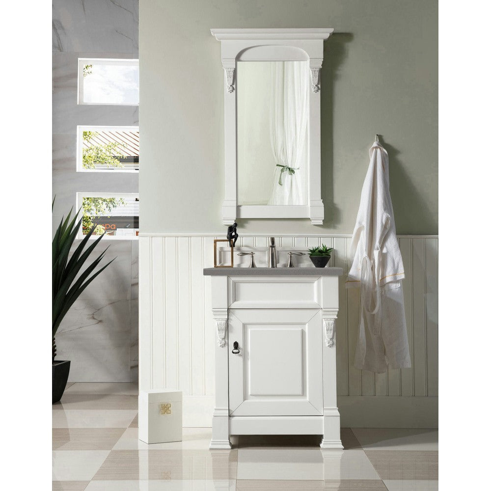Brookfield 26" Single Vanity, Bright White w/ 3 CM Gray Expo Quartz Top