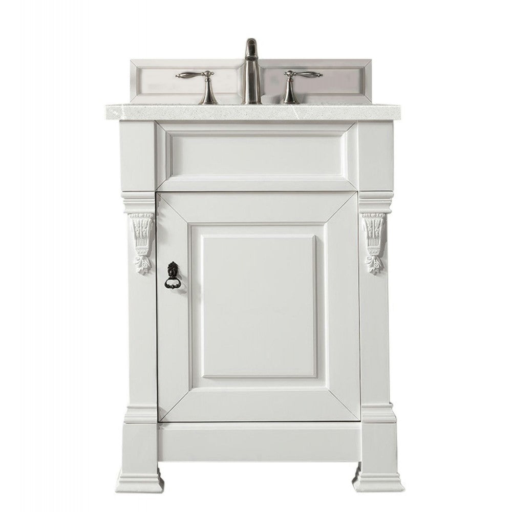 Brookfield 26" Single Vanity, Bright White w/ 3 CM Eternal Serena Quartz Top