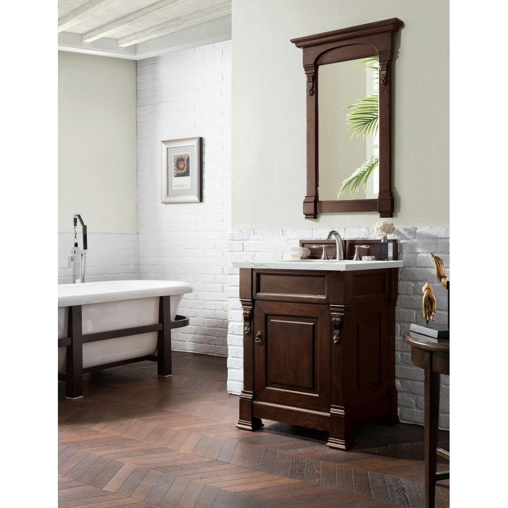Brookfield 26" Single Vanity Mahogany w/3 CM Ethereal Noctis Quartz Top
