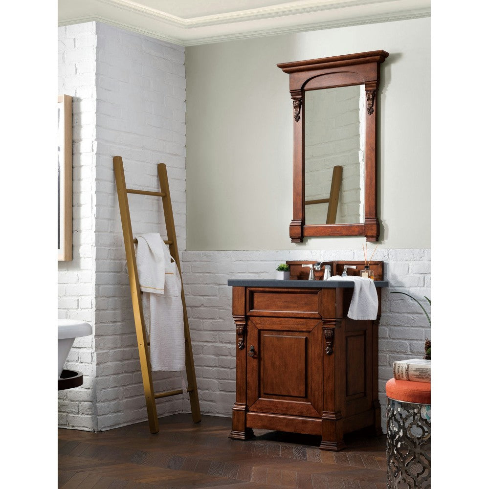 Brookfield 26" Single Vanity, Warm Cherry w/ 3 CM Charcoal Soapstone Quartz Top