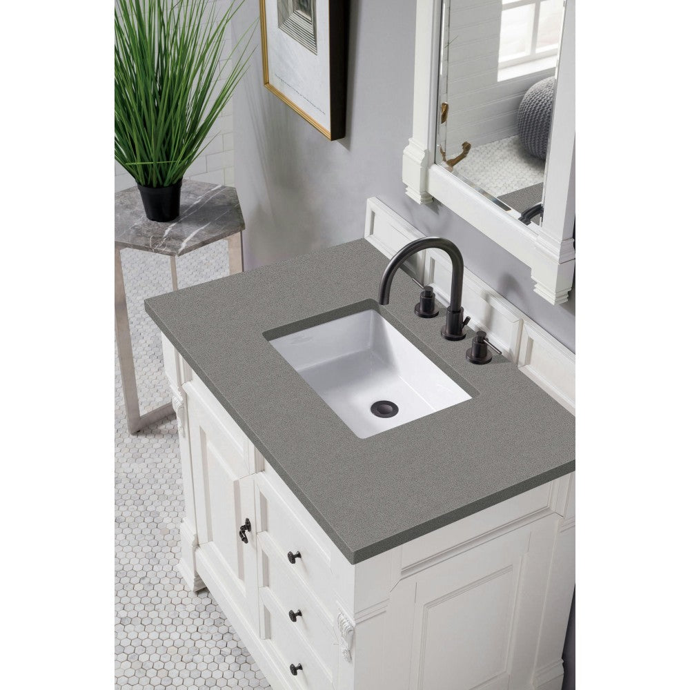 Brookfield 36" Single Vanity, Bright White w/ 3 CM Gray Expo Quartz Top
