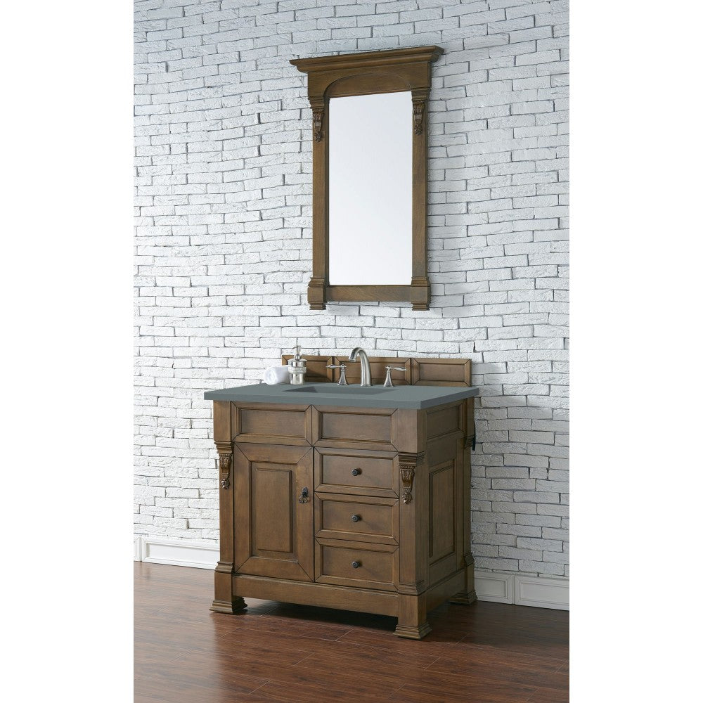 Brookfield 36" Single Vanity, Country Oak w/ 3 CM Cala Blue Quartz Top
