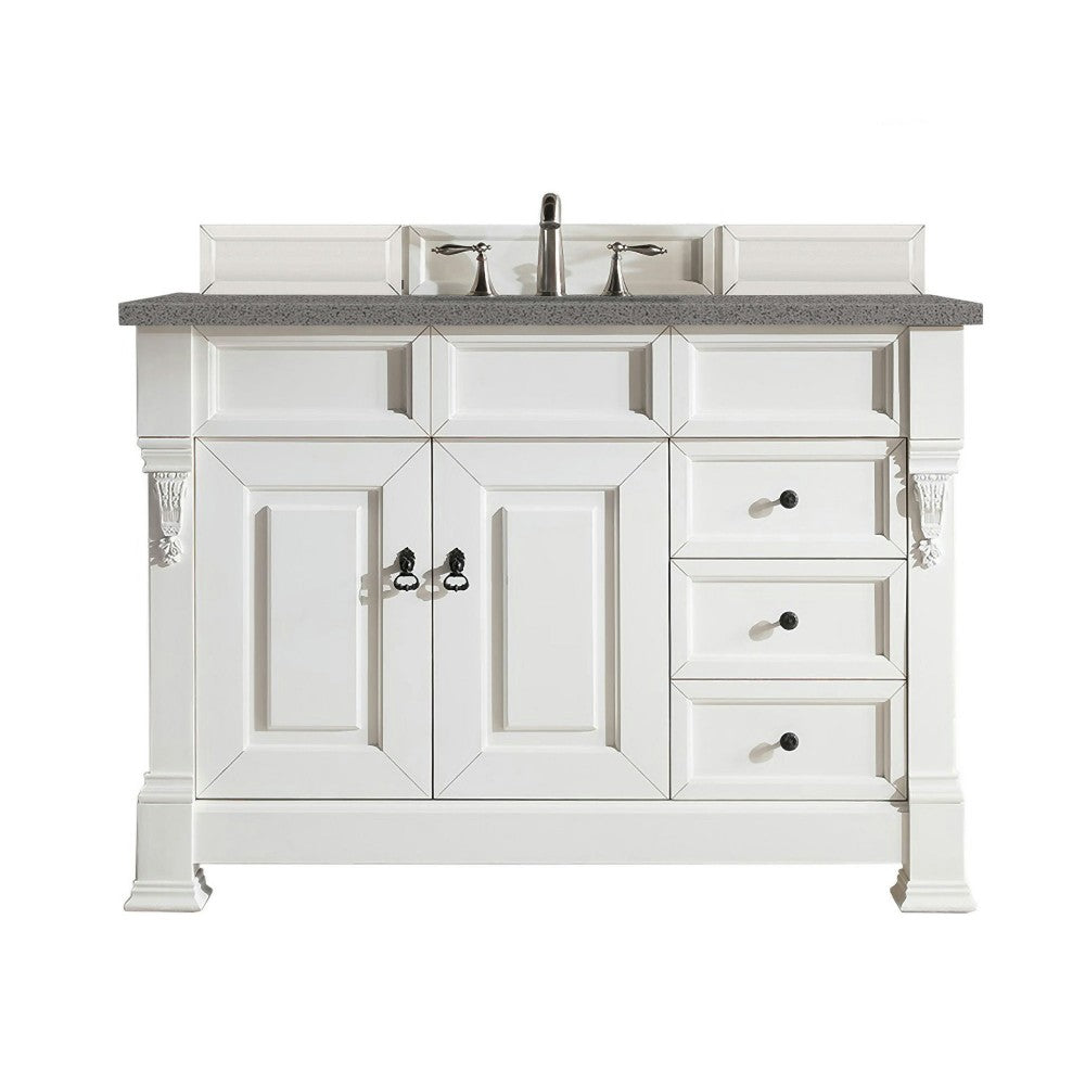 Brookfield 48" Single Vanity, Bright White w/ 3 CM Gray Expo Quartz Top